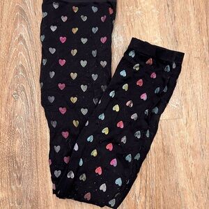 Heart Patterned Black Leggings